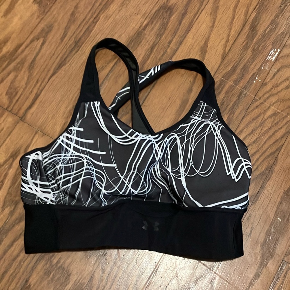 Under Armour Black and White Racerback Sports Bra